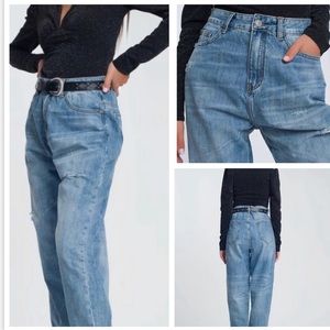 NEW Q2 Premium Tapered Baggie Boyfriend High Waisted Distressed Jeans 30